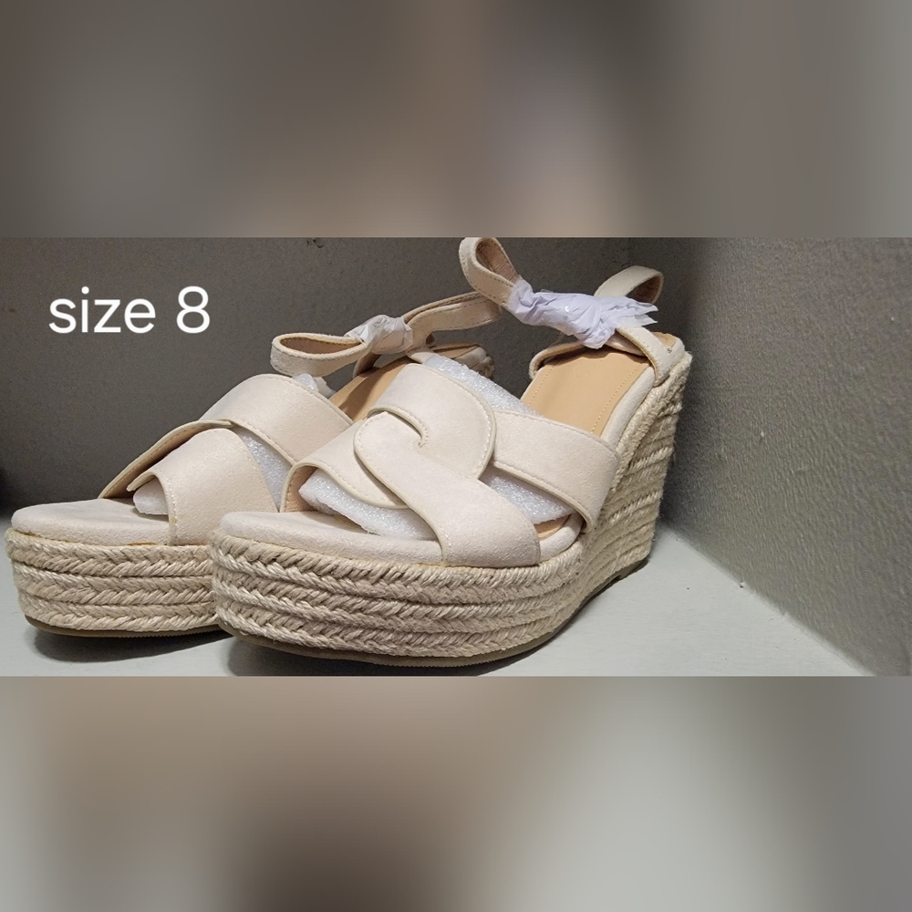 Elegant Cream Wedge Sandals